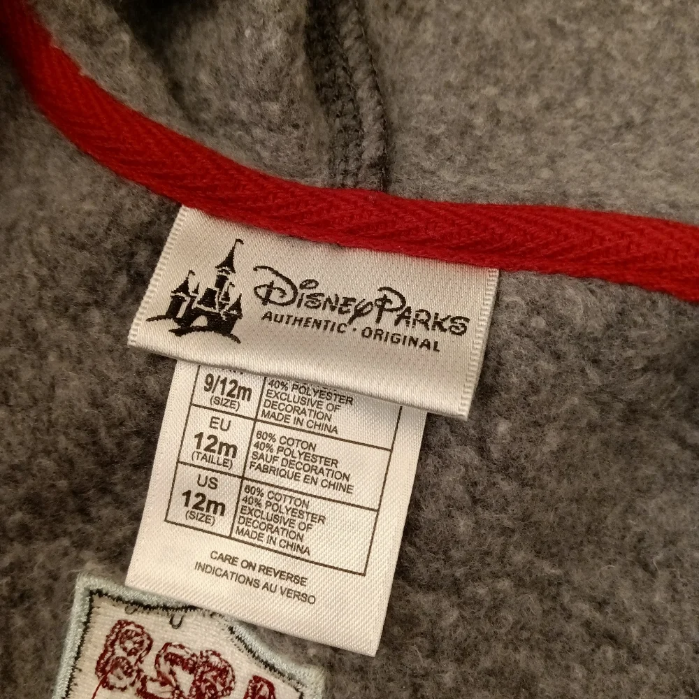 Kids Disney Parks Disneyland Zip Hoodie Fleece Jacket Retro Patches Size 12 mo